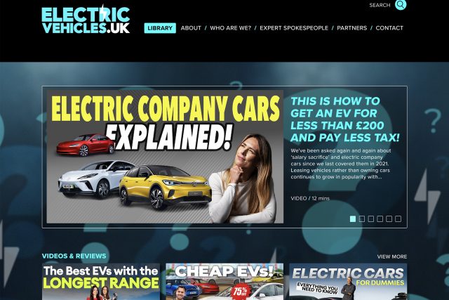 Electric Vehicles UK home page landscape