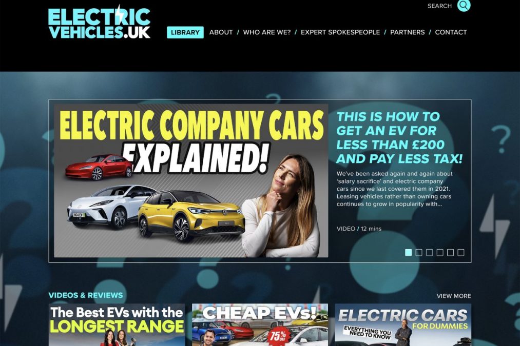 Electric Vehicles UK home page landscape