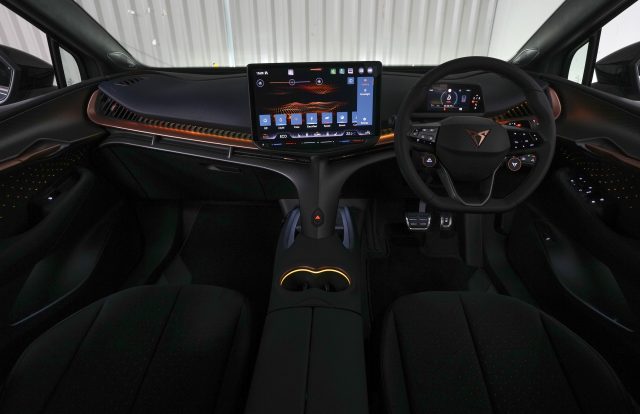 The Cupra Tavascan Five distinctive ambient lighting modes are available: Liquid, Pulse, Electrified, Speed, Boreal, and Custom.