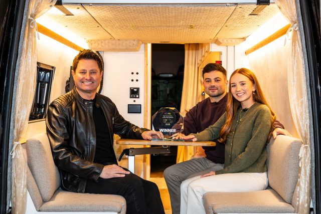Cheshire couple Charlie Ding and Rosie Wells win £10,000 cash prize for their remarkable camper van conversion.