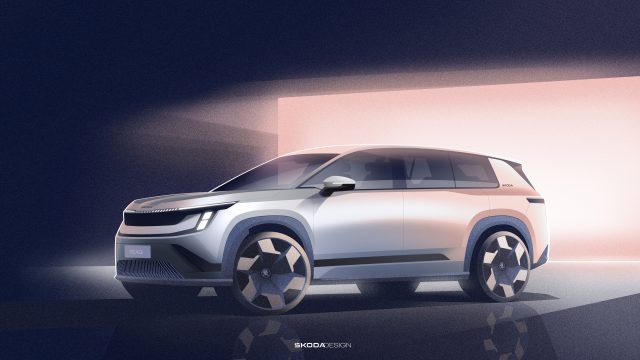 The side view highlights the high shoulder line and wide D-pillars, emphasising the vehicle’s strong stance.